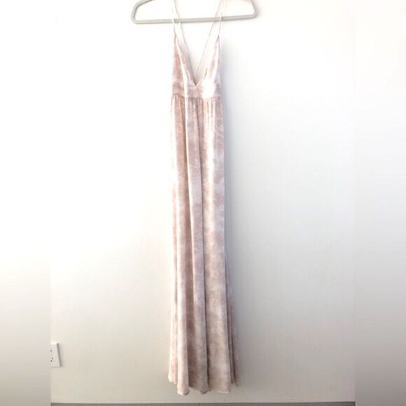 Tiare Hawaii Romantic Tie Dye Maxi Dress Day Dream Crisscross in Pale Pink S/M - Picture 3 of 9